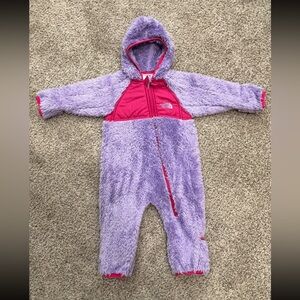 The North Face Purple and Pink Fleece Onesie bunting 3-6 months